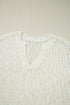 Beige Notched V Neck Short Sleeve Sweater